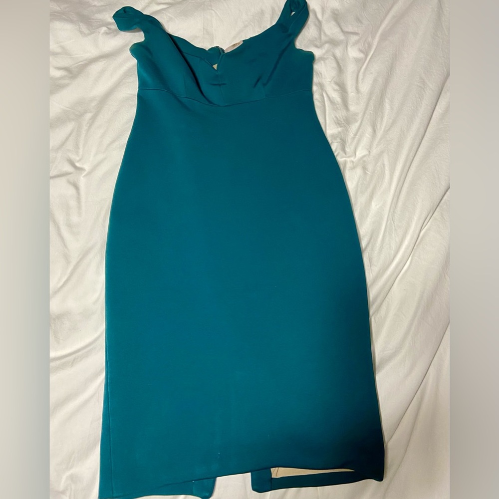 Cinq a Sept teal sleeveless fitted dress